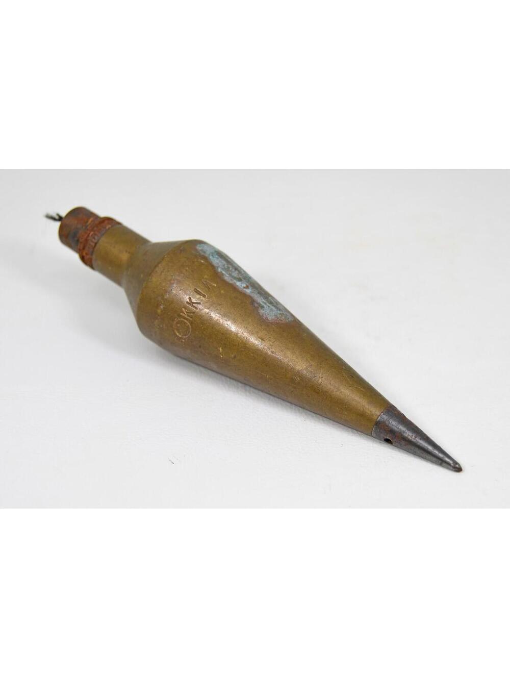Vintage Brass Plumb Bob Sokkia 12 Brass Removable Steel Tip Cap 5.25" Long RUSTY